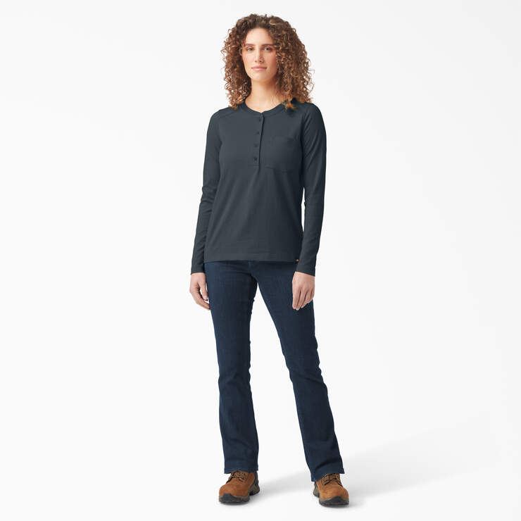Women's Heavyweight Henley - Forest Heather (F1H) image number 5