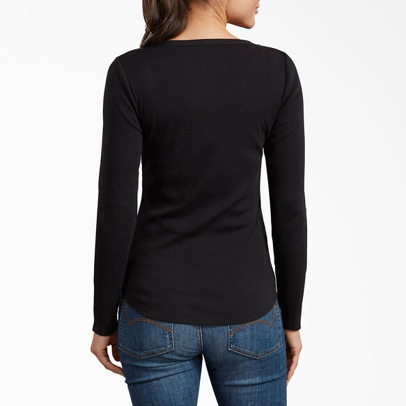 Women&#39;s Henley Long Sleeve Shirt - Black &#40;KBK&#41;
