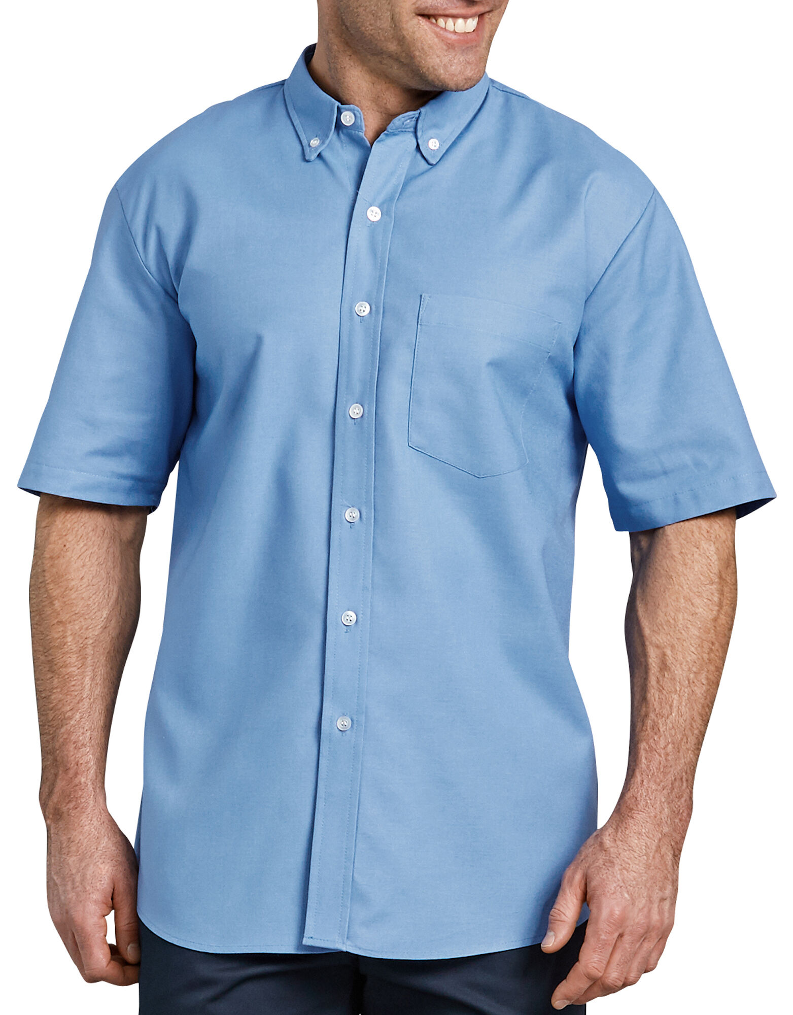 Dikies Mens Blue Oxford Shirt Button Down Short Sleeves Sizes 14.5 to 19.5