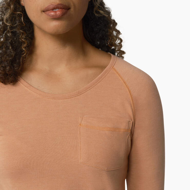 Women's Cooling Long Sleeve Pocket T-Shirt - Cork Single Dye Heather (C2K) image number 5