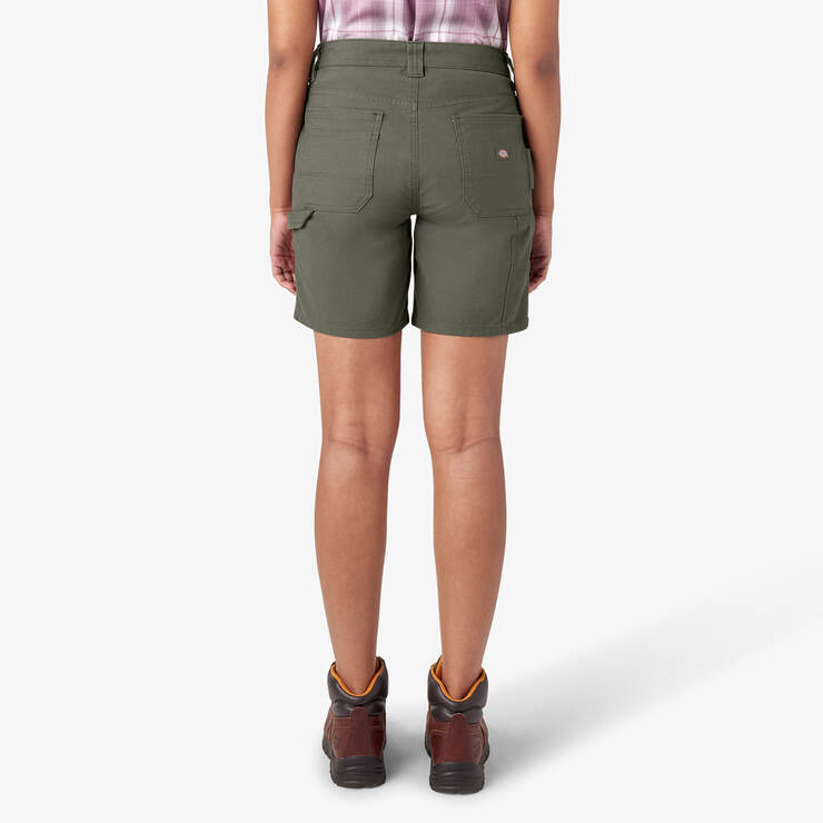 Women’s Duck Carpenter Shorts, 7" - Rinsed Moss Green (RMS) image number 2