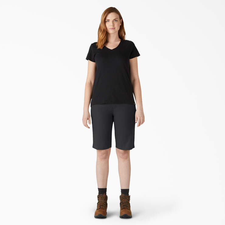 Women’s Relaxed Fit Duck Carpenter Shorts, 11" - Rinsed Black (RBK) image number 4