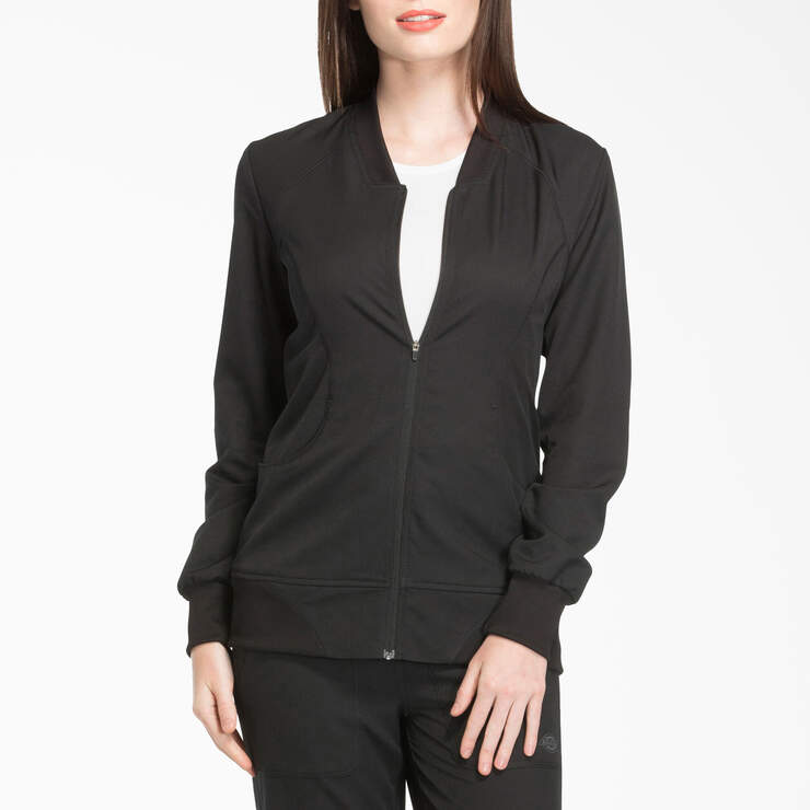 Women's Dynamix Zip Front Scrub Jacket - Black (BLK) image number 1