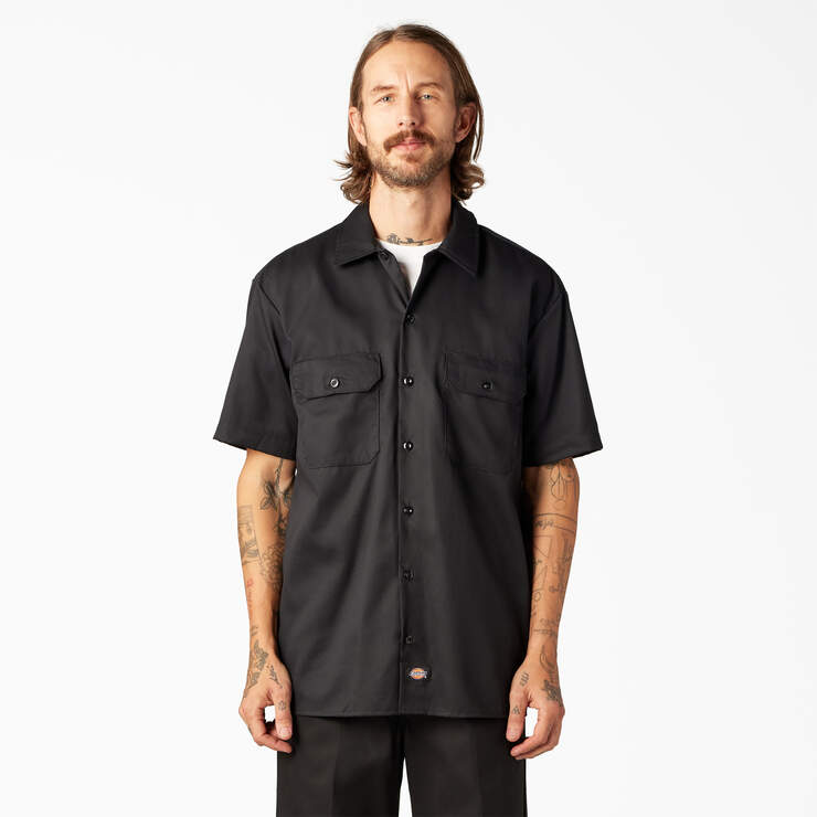 FLEX Relaxed Fit Short Sleeve Work Shirt - Black (BK) image number 1