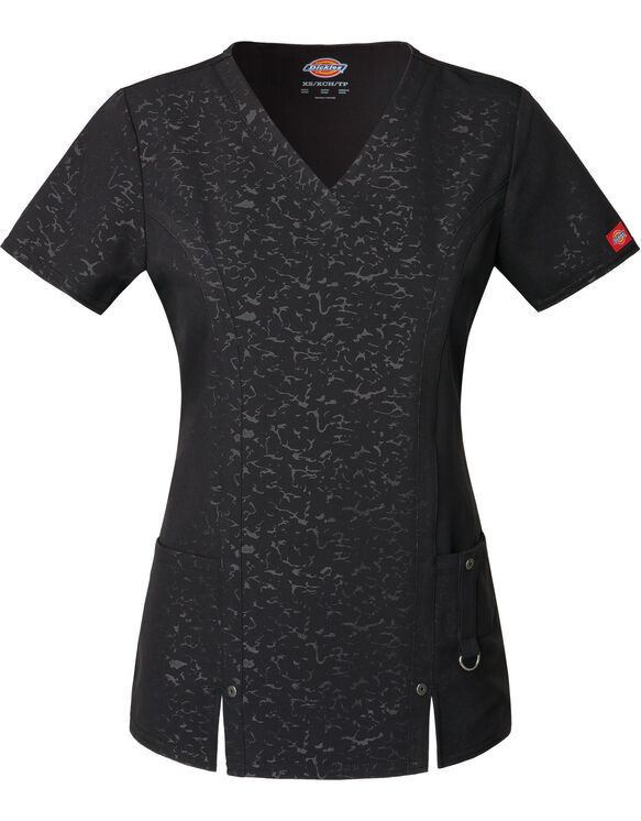 Women's Xtreme Stretch V-Neck Scrub Top - CAMO-KAZEE BLACK-LICENSEE (CABK)