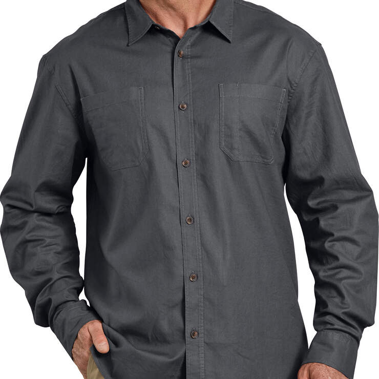 Relaxed Fit Icon Long Sleeve Solid Shirt - Stonewashed Charcoal Gray (SCH) image number 1