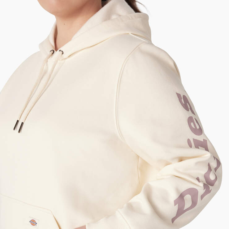 Women's Plus Water Repellent Sleeve Logo Hoodie - Antique White (AW) image number 8