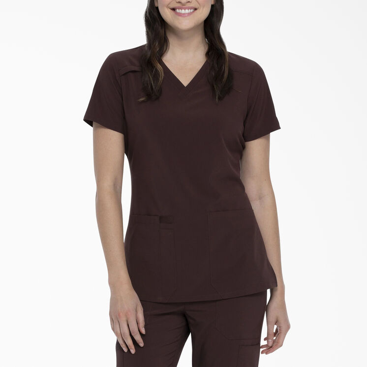 Women&#39;s EDS Essentials V-Neck Scrub Top - Espresso &#40;ESR&#41;