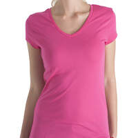 Dickies Girl Juniors' Short Sleeve V-Neck T-Shirt - Lipstick Pink (LPS)