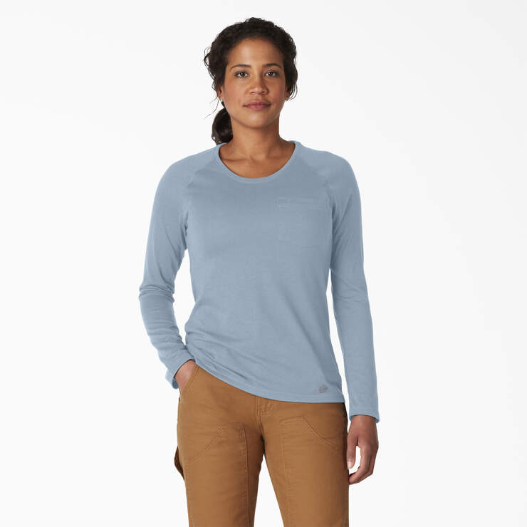 Women's Cooling Long Sleeve Pocket T-Shirt - Fog Blue (FE) image number 1