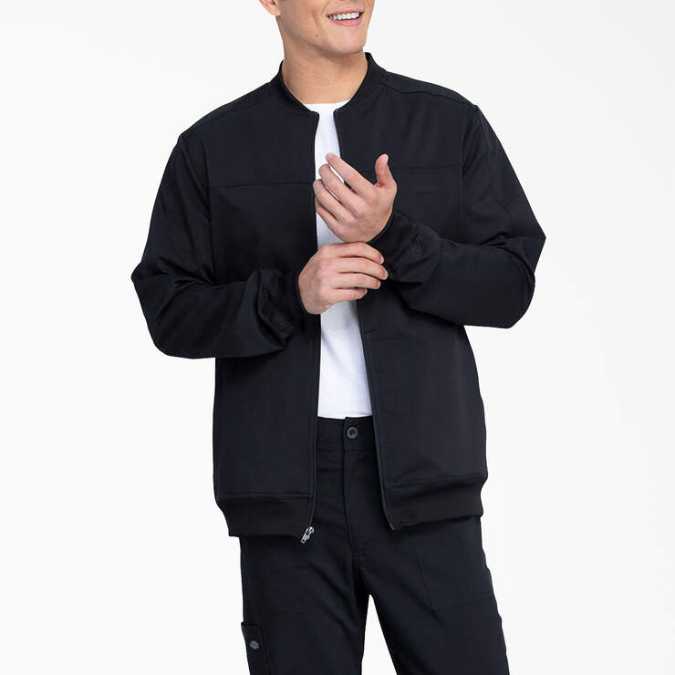 Men's Balance Zip Front Scrub Jacket - Black (BLK) image number 1