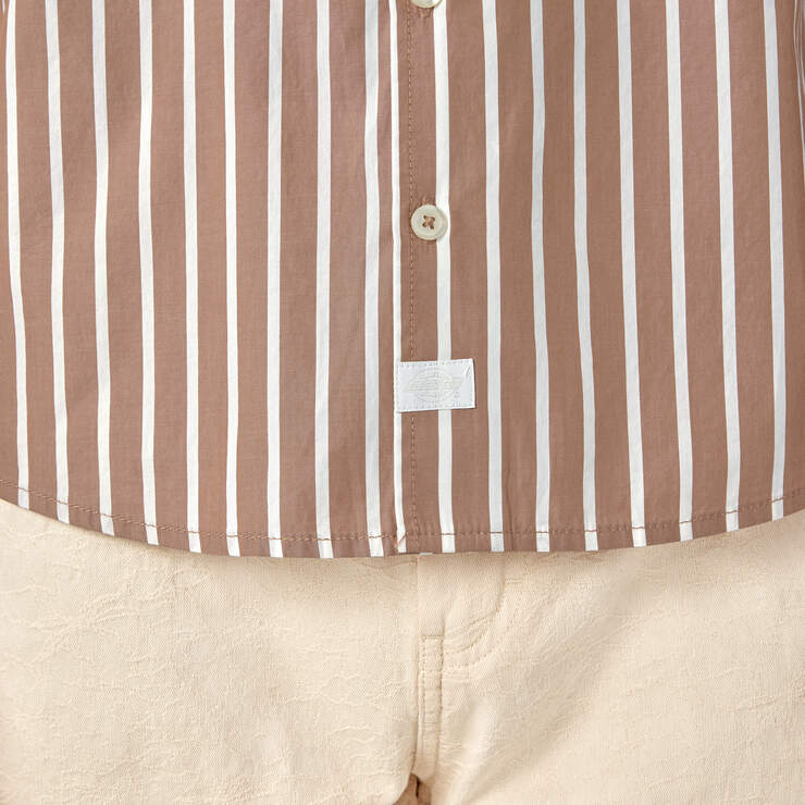 Dickies Premium Collection Poplin Service Shirt - Tan/White Stripe (TSW) image number 8