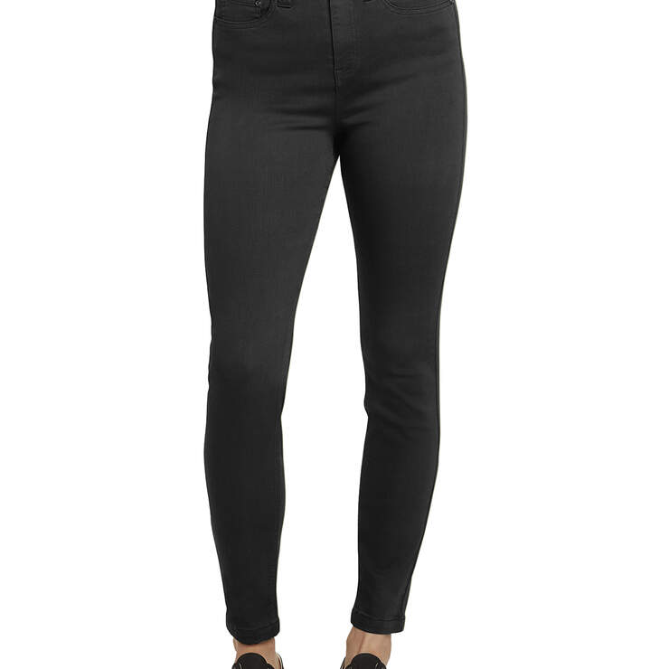 Dickies Girl Juniors' 5-Pocket Twill High-Rise Skinny Pants - Black (BLK) image number 1