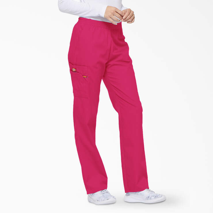 Women's EDS Signature Cargo Scrub Pants - Hot Pink (HPK) image number 4