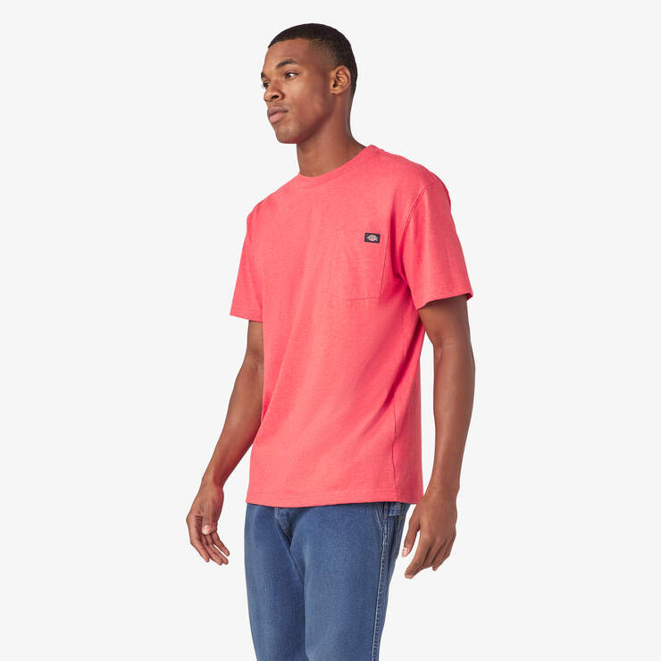Heavyweight Heathered Short Sleeve Pocket T-Shirt - Coral Reef Heather (FCH) image number 3