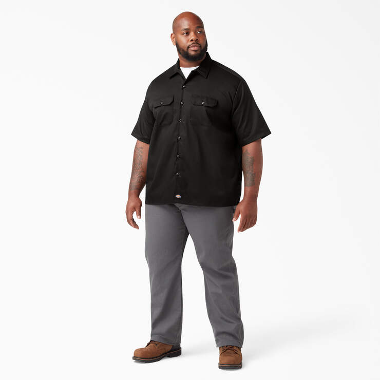 FLEX Relaxed Fit Short Sleeve Work Shirt - Black (BK) image number 10