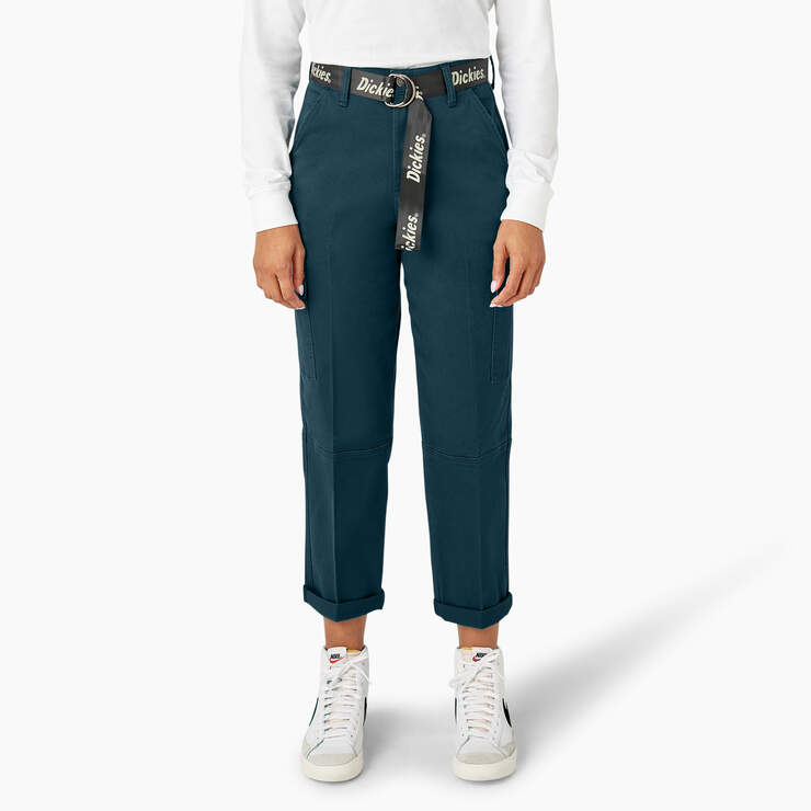 Women's Relaxed Fit Cropped Cargo Pants - Reflecting Pond (YT9) image number 1