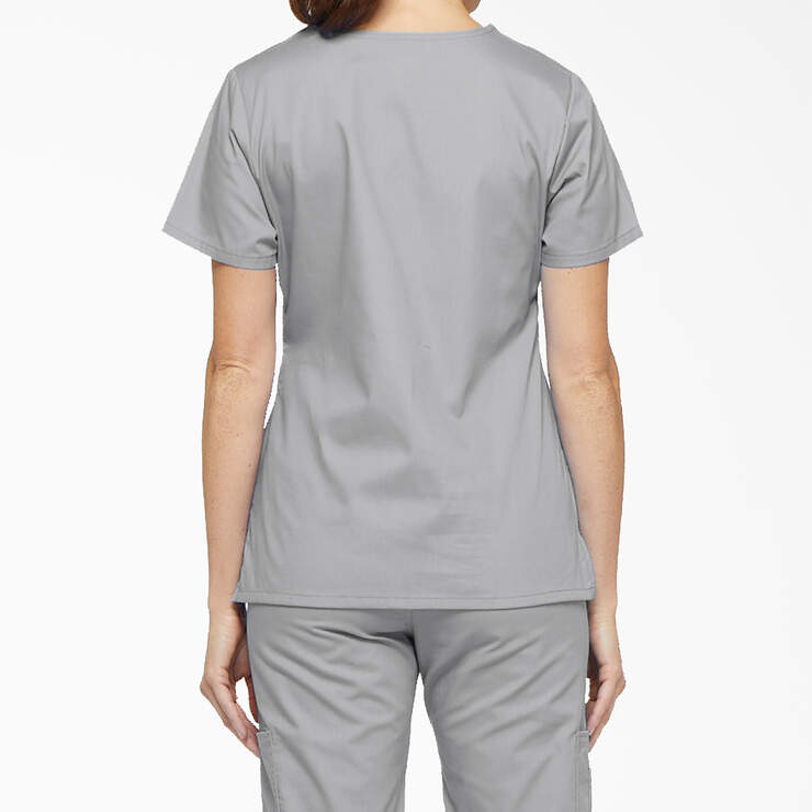 Women's EDS Signature Mock Wrap Scrub Top - Gray (GY) image number 2