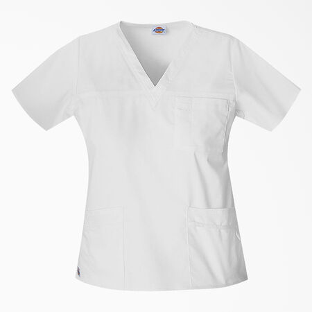Women&#39;s Gen Flex V-Neck Scrub Top with Pen Slot - White &#40;DWH&#41;