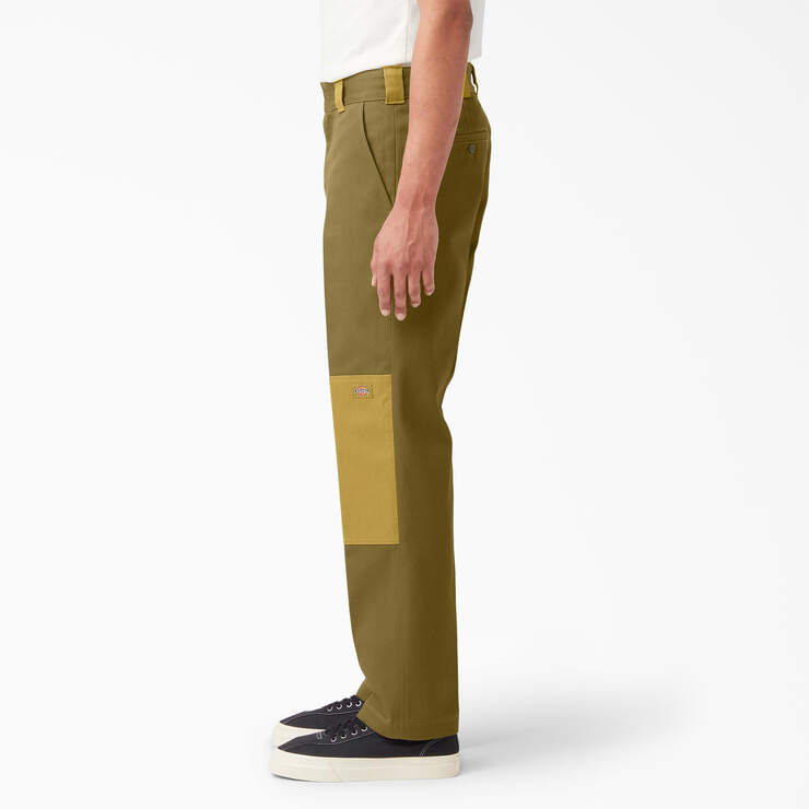 Contrast Double Knee Pants - Military/Moss Green Colorblock (CBM) image number 3