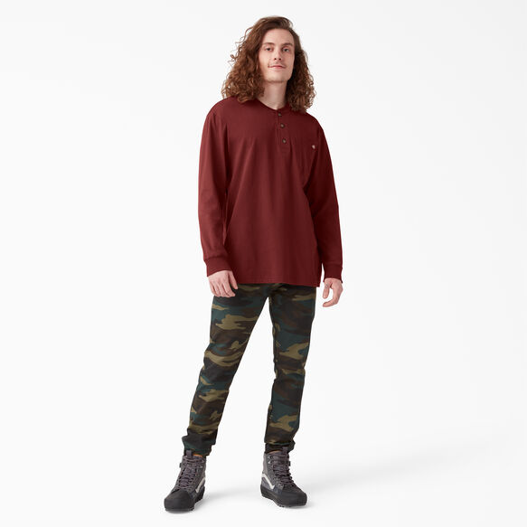 Heavyweight Long Sleeve Henley T-Shirt - Madder Brown &#40;MB1&#41;