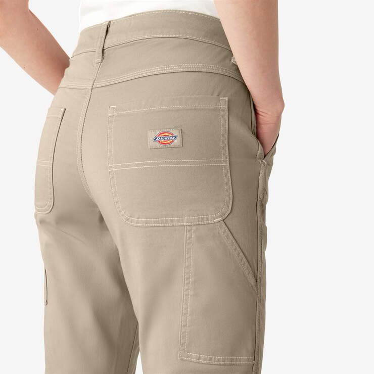 Women's Slim Straight Fit Roll Hem Carpenter Pants - Desert Sand (DS) image number 7
