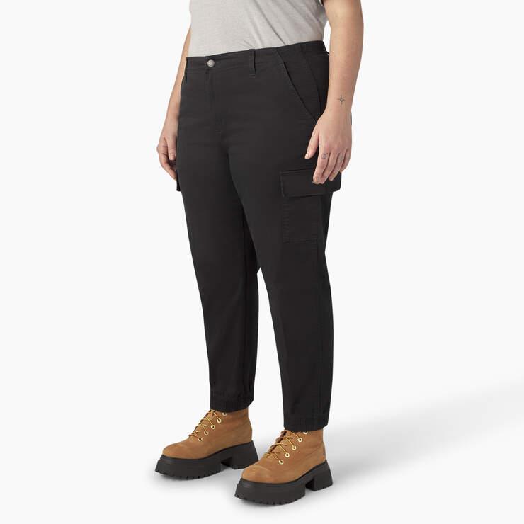 Women's Plus High Rise Fit Cargo Pants - Black (BKX) image number 3