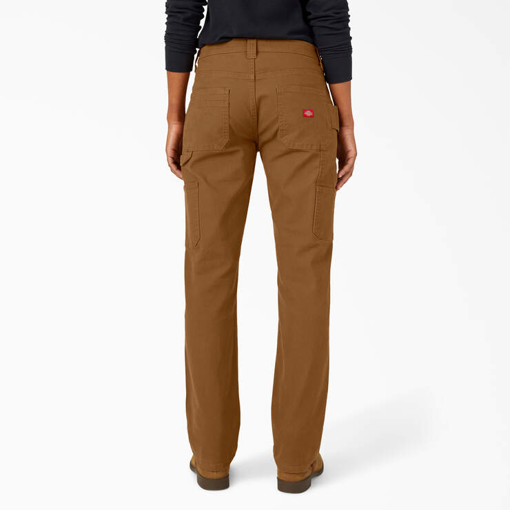 Women's FLEX Relaxed Straight Fit Duck Carpenter Pants - Rinsed Brown Duck (RBD) image number 2