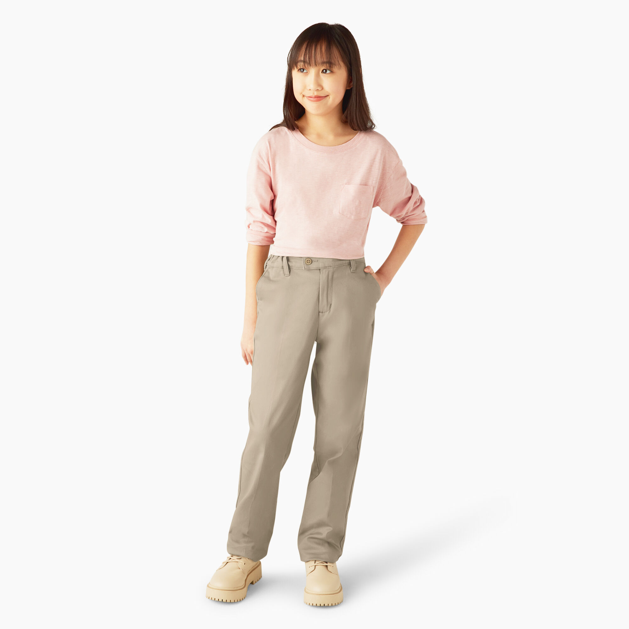 Girls Slim Fit Straight Leg Stretch Twill Pants 7 20 Dickies Dickies US