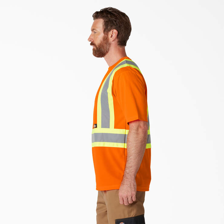 Hi Vis Safety Short Sleeve T-Shirt - ANSI Orange (AO) image number 3
