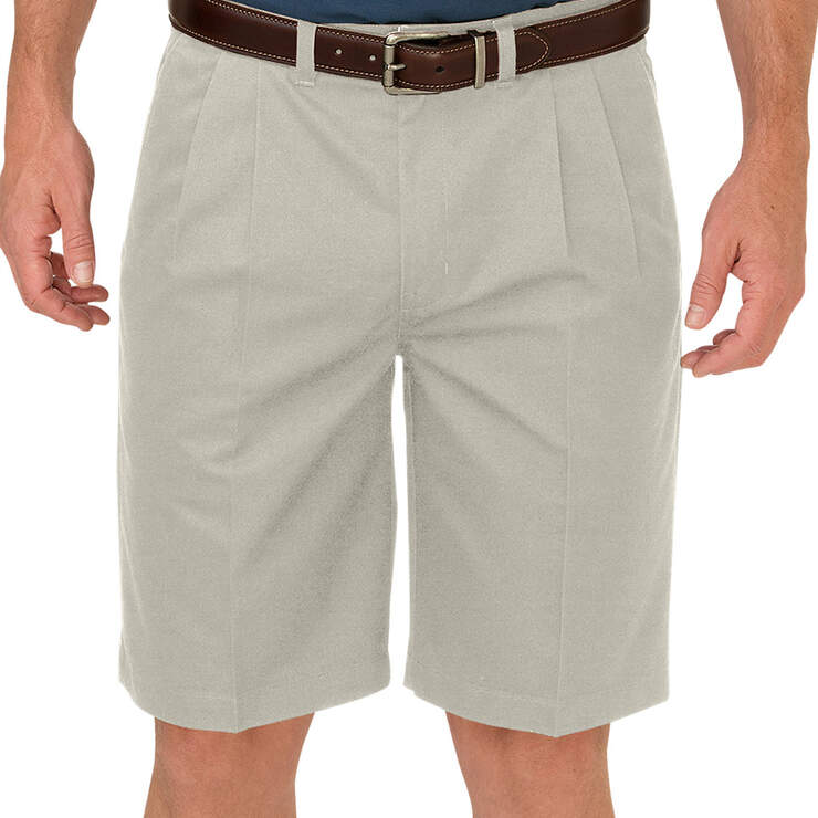 Dickies KHAKI 10" Relaxed Fit Pleated Front Short - Rinsed Stone (RST) image number 1