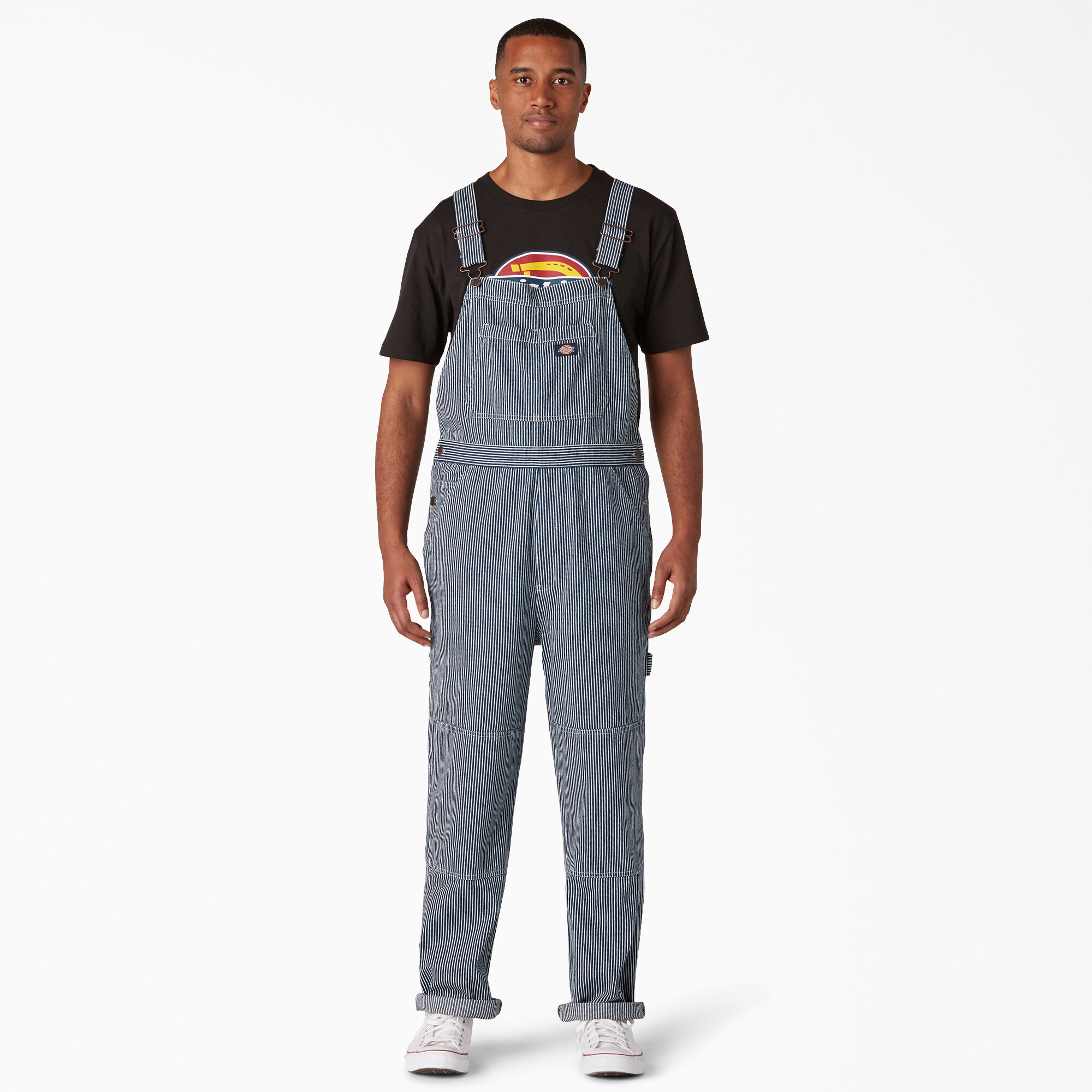 Dickies blue and shop white striped overalls