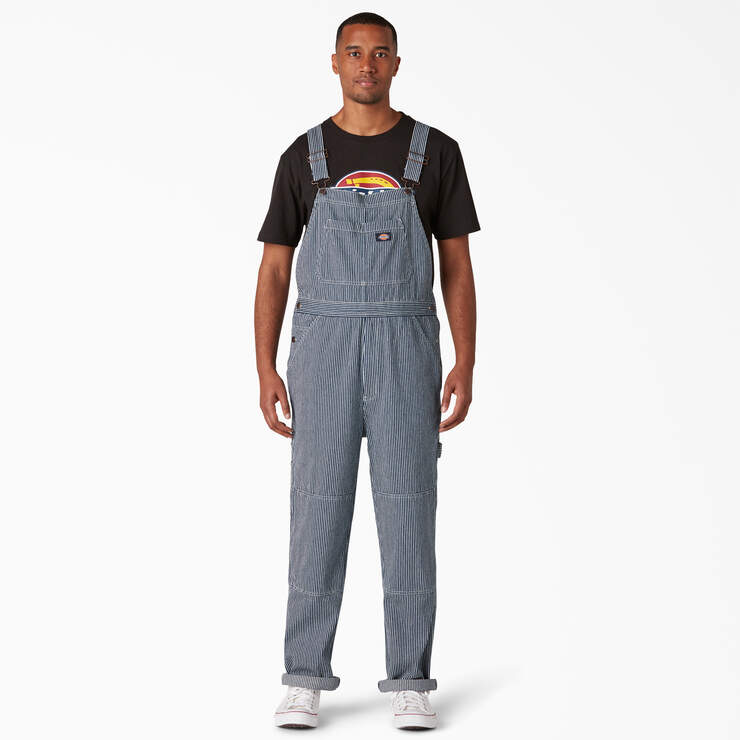 Rinsed Hickory Stripe Double Knee Bib Overalls - Rinsed Hickory Stripe (RHS) image number 1