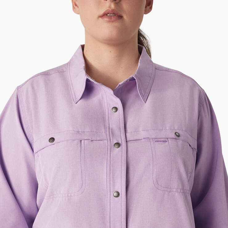 Women's Plus Cooling Roll-Tab Work Shirt - Purple Rose (URD) image number 5