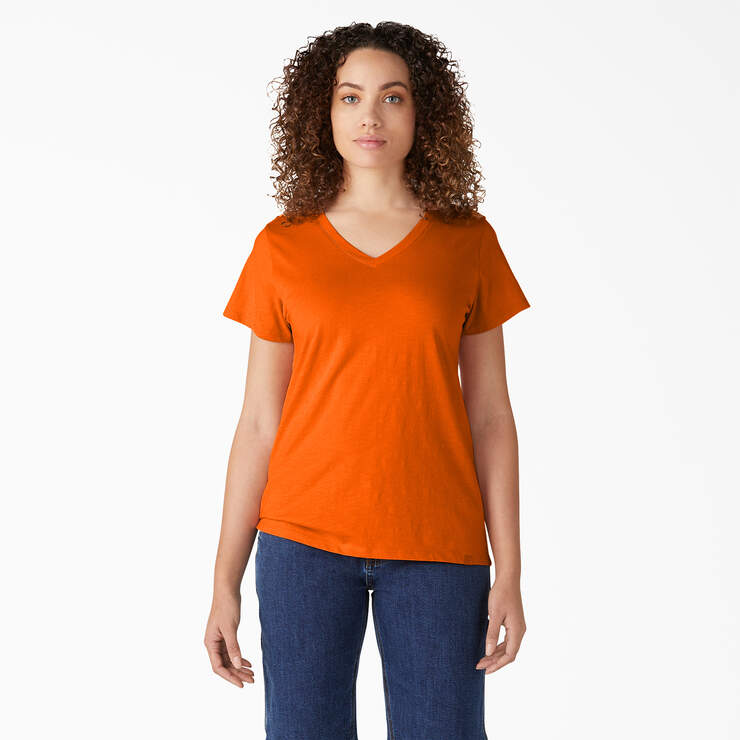 Women's Short Sleeve V-Neck T-Shirt - Scarlet Ibis (S2S) image number 1