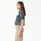 Women&#39;s Short Sleeve Cropped Work Shirt - Rinsed Navy Crosshatch &#40;R2A&#41;