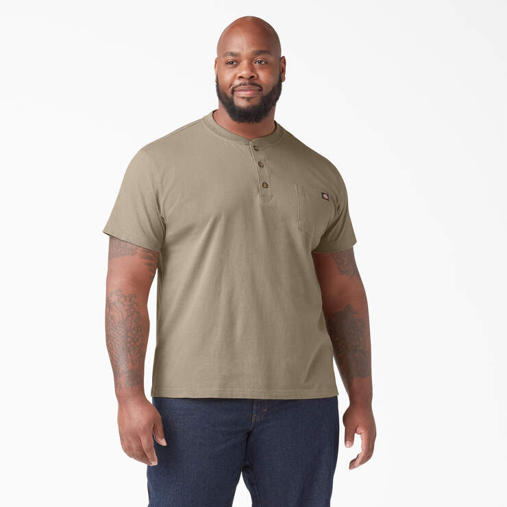 Heavyweight Short Sleeve Henley T-Shirt - Desert Sand (DS) image number 4