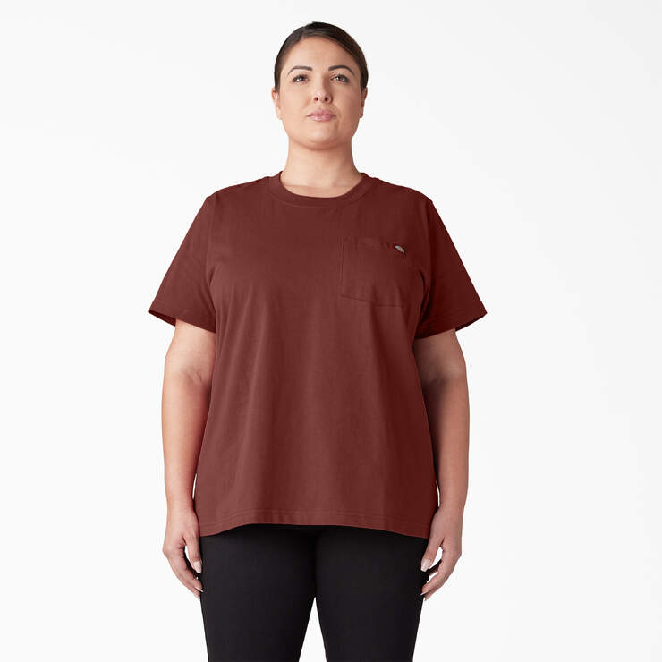 Women's Plus Heavyweight Short Sleeve Pocket T-Shirt - Fired Brick (IK9) image number 1