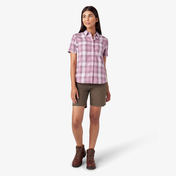 Women’s Plaid Woven Shirt - Lilac Herringbone Plaid (LPE) image number 5