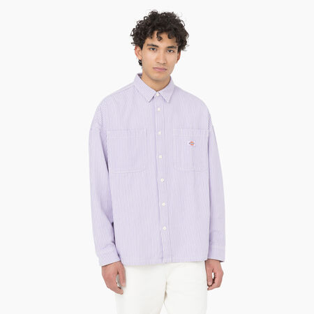 Hickory Stripe Button-Up Work Shirt - Ecru/Lilac &#40;EUG&#41;