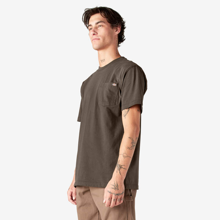 Heavyweight Short Sleeve Pocket T-Shirt - Chocolate Brown (CB) image number 3