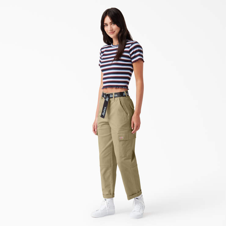 Women's Relaxed Fit Cropped Cargo Pants - Desert Sand (DS) image number 4