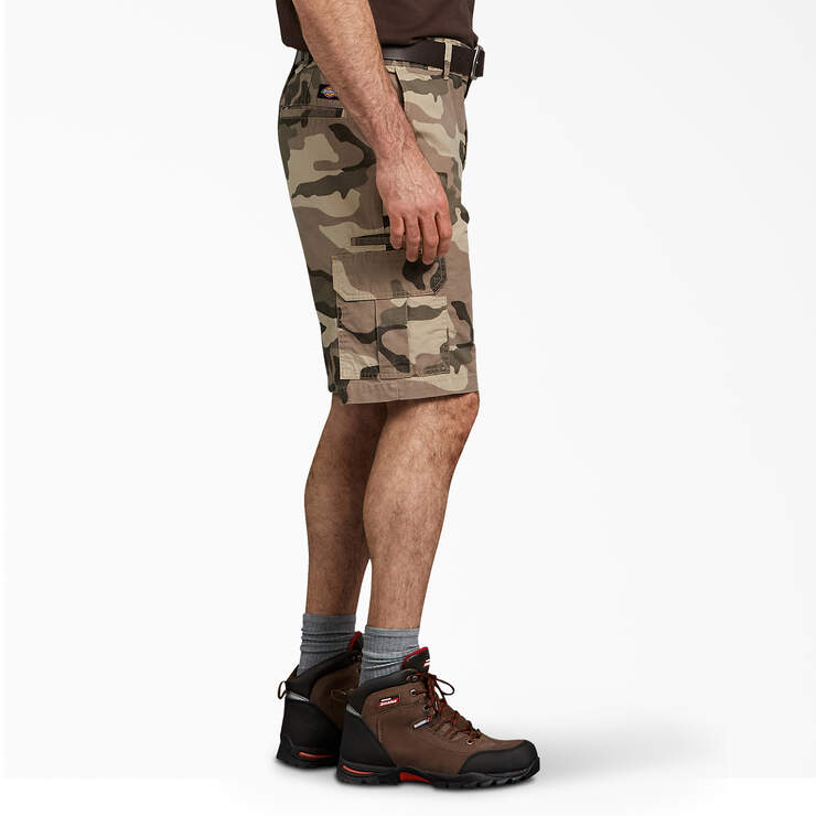 Relaxed Fit Ripstop Cargo Shorts, 11" - Pebble Brown/Black Camo (SBOC) image number 3