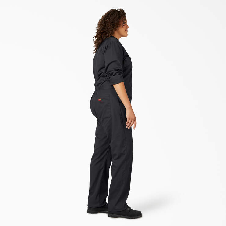 Women's Plus Long Sleeve Coveralls - Black (BK) image number 3