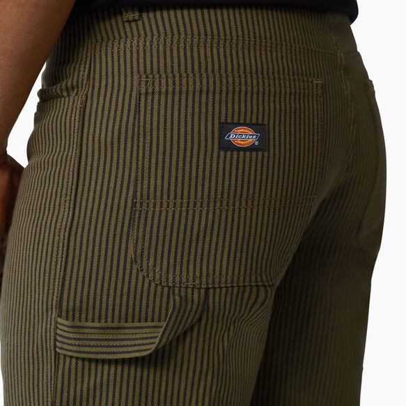 Hickory Stripe Carpenter Shorts, 11&quot; - Military Green Hickory Stripe &#40;HSY&#41;