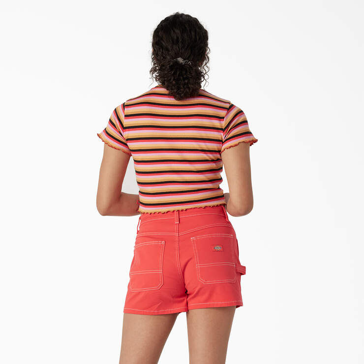 Women's Striped Cropped Baby T-Shirt - Orange Explorer Stripe (AXS) image number 2