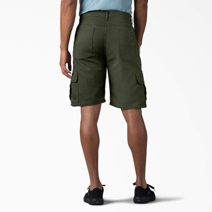 FLEX Relaxed Fit Duck Cargo Shorts, 11" - Stonewashed Olive Green (SOG) image number 2