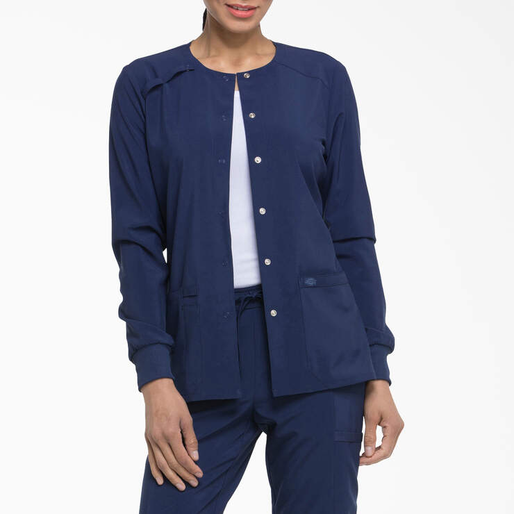 Women's EDS Essentials Snap Front Scrub Jacket - Navy Blue (NYPS) image number 1