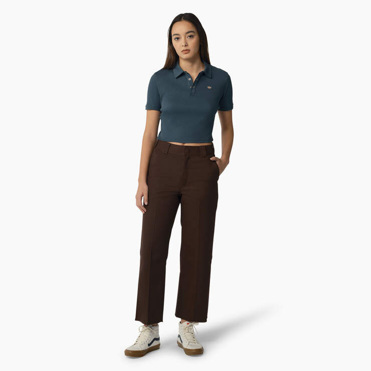 Women's Regular Fit Cropped Pants - Rinsed Chocolate Brown (RCB) image number 4