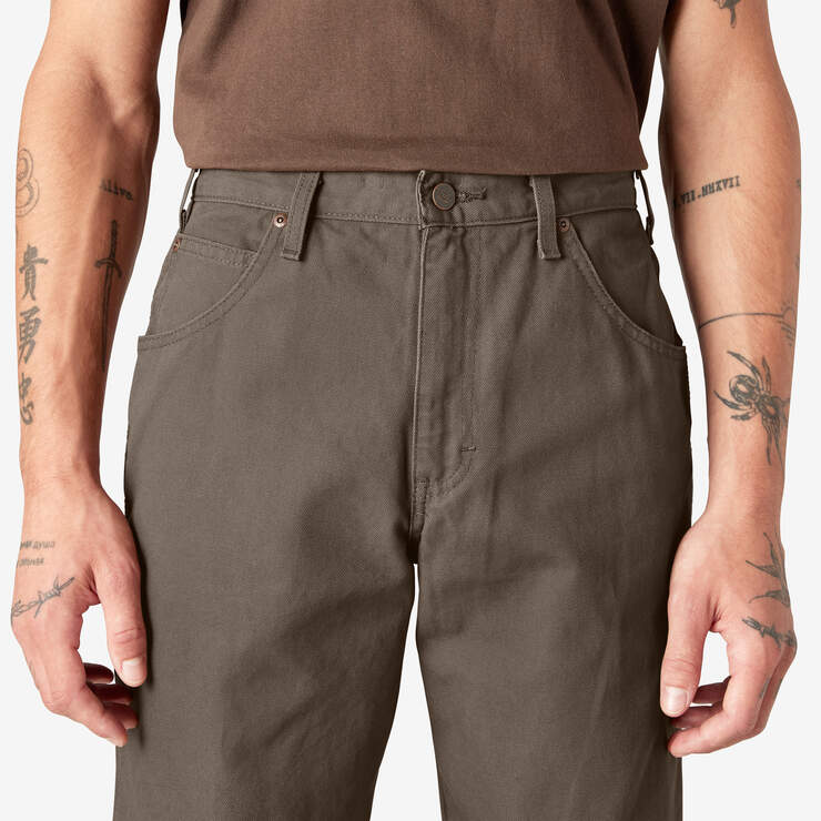 Relaxed Fit Heavyweight Duck Carpenter Pants - Rinsed Mushroom (RMR1) image number 7